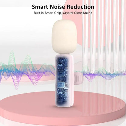 Wireless Microphone for Iphone/Smartphone, Microphones with Clearer Audio for Video Recording, Interview, Vlog，Noise Reduction Device Noise Cancellation Stereo Wireless Vlogging Tools Handheld Mic Microfono Minimic