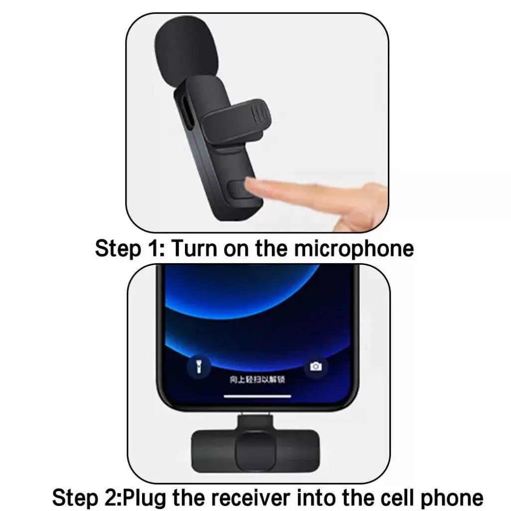 2 Pack Wireless Lavalier Microphone for Iphone Ipad Android Phone Plug and Play Noise Reduction Mini Microphone for Video Recording Interview Podcast Vlog Youtube Tiktok Audio Bluetooth Clip Portable Rechargeable
