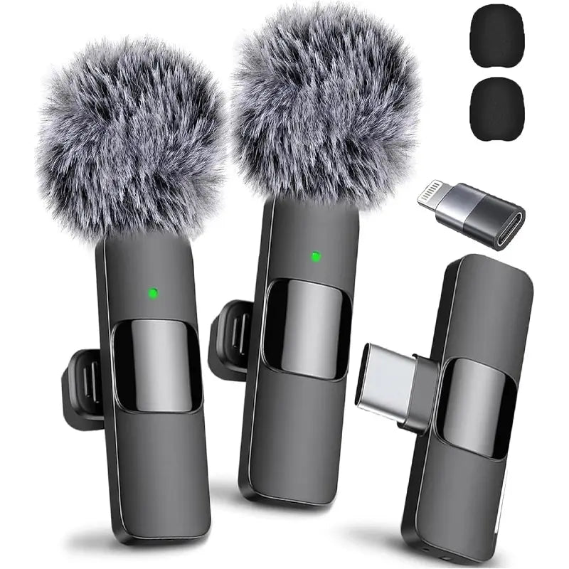 Wireless Microphone for Iphone/Smartphone, Microphones with Clearer Audio for Video Recording, Interview, Vlog，Noise Reduction Device Noise Cancellation Stereo Wireless Vlogging Tools Handheld Mic Microfono Minimic
