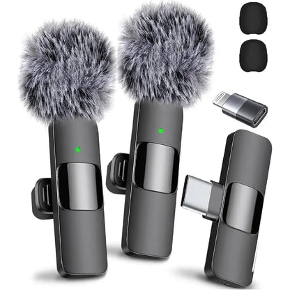 Wireless Microphone for Iphone/Smartphone, Microphones with Clearer Audio for Video Recording, Interview, Vlog，Noise Reduction Device Noise Cancellation Stereo Wireless Vlogging Tools Handheld Mic Microfono Minimic