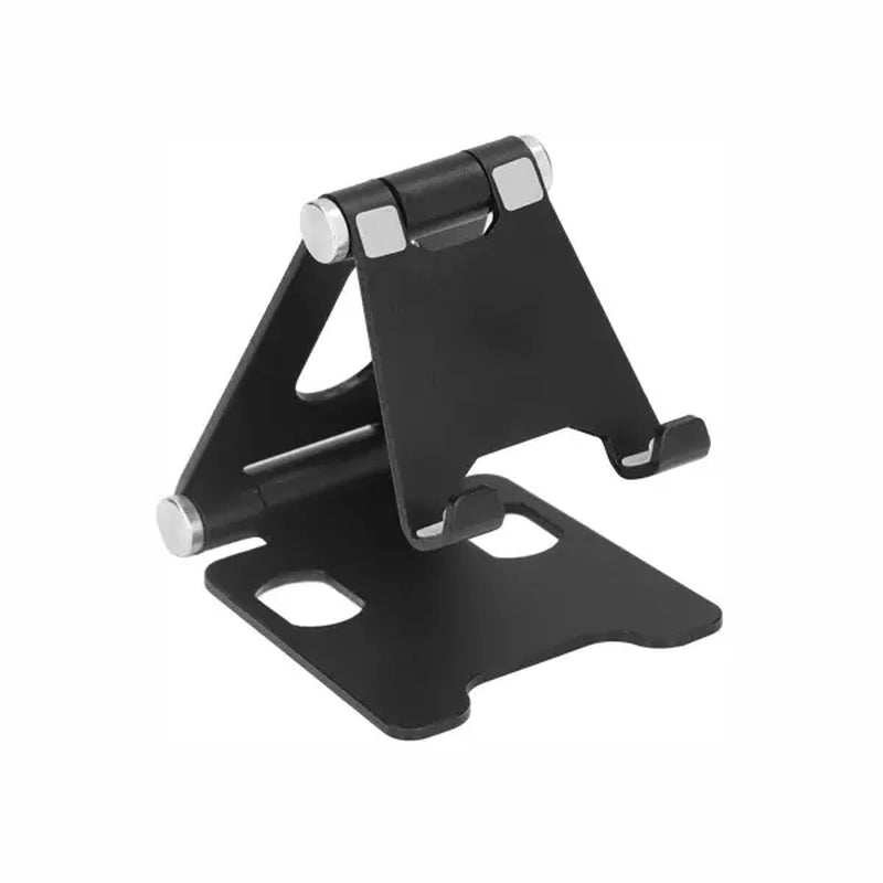 Premium Adjustable Foldable Metal Phone Stand, Heavy Duty Aluminum Alloy Desk Holder with Dual Rotation, Anti-Slip Base, Portable Design for Smartphones and Tablets