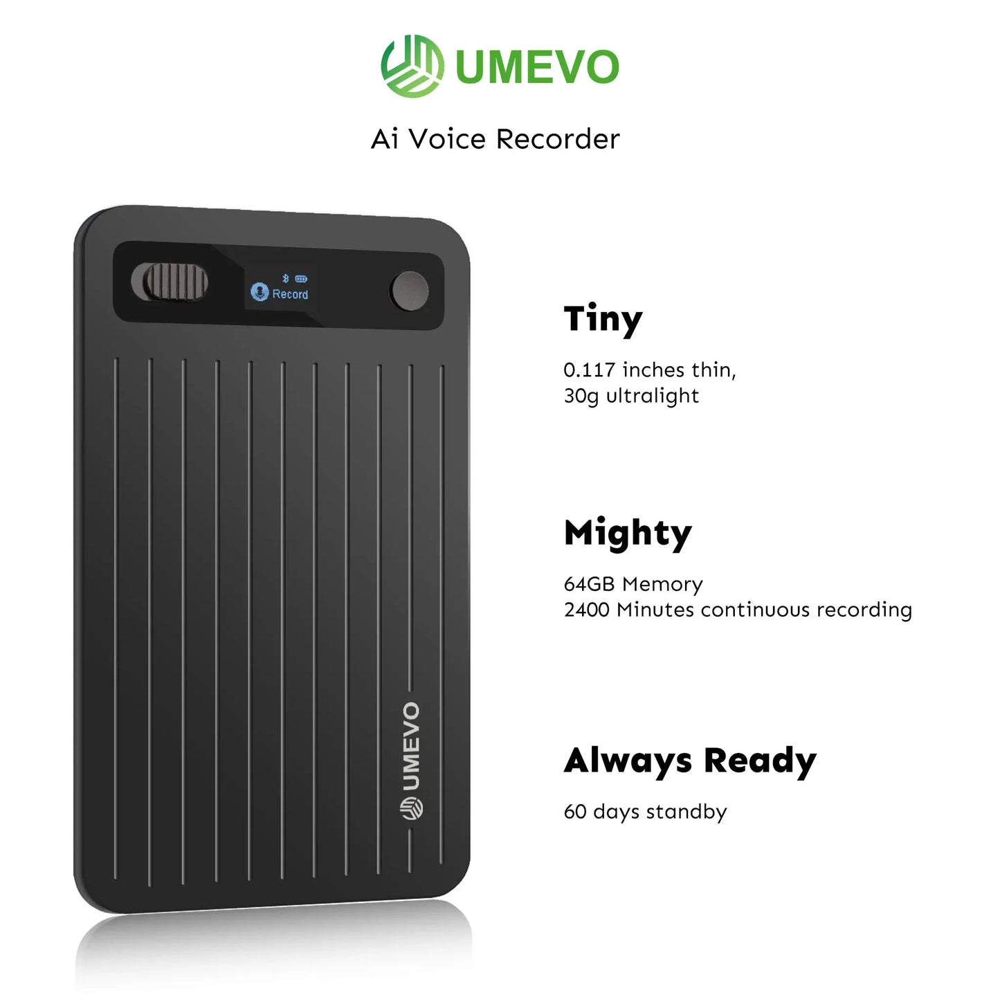 UMEVO Note Professional AI Voice Recorder for Business Meetings, Calls, and Interviews - Dual MEMS Microphones, Instant Display, 50-Hour Battery Life, AI Transcription & Summary, Premium Office Tool and Gift