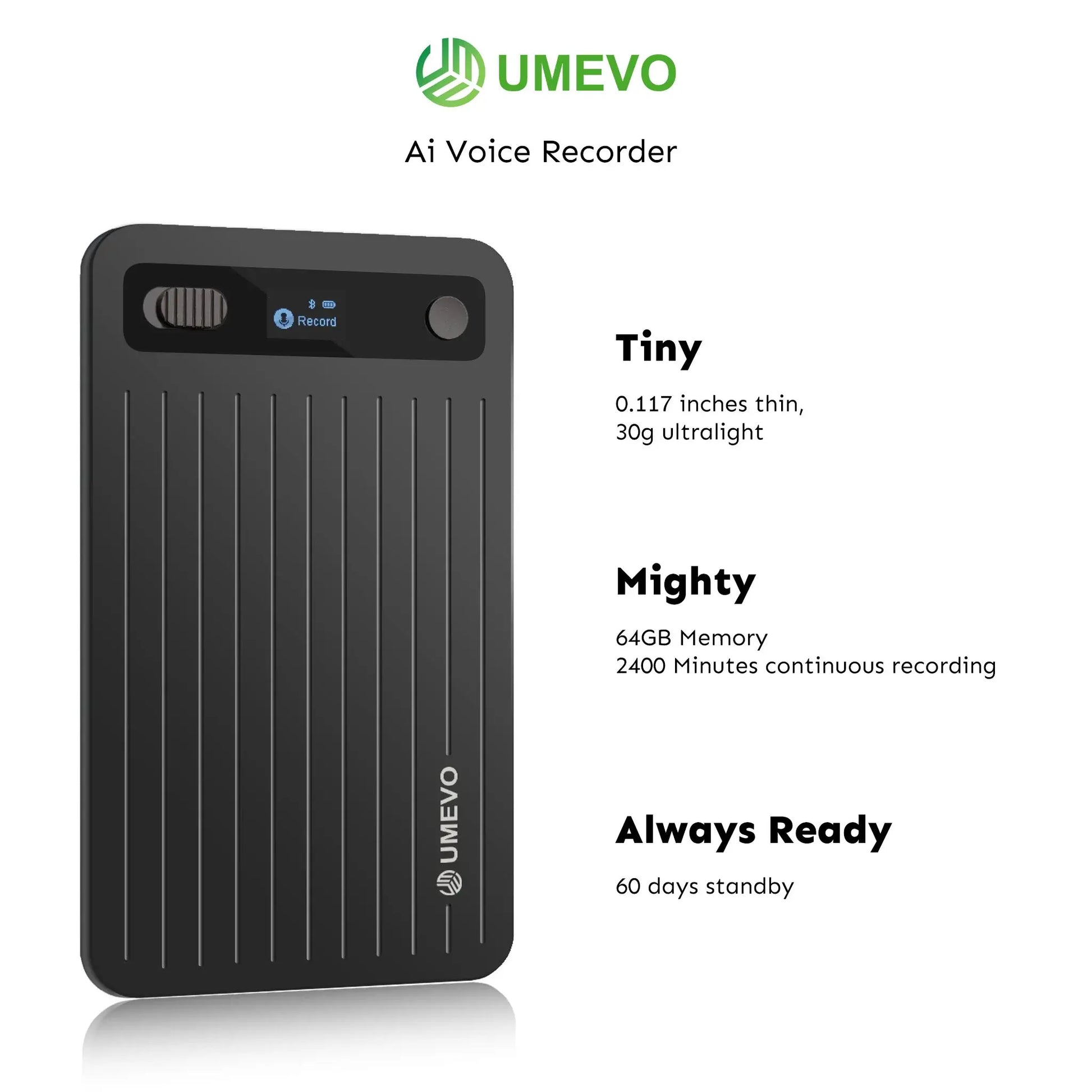 UMEVO Note Professional AI Voice Recorder for Business Meetings, Calls, and Interviews - Dual MEMS Microphones, Instant Display, 50-Hour Battery Life, AI Transcription & Summary, Premium Office Tool and Gift