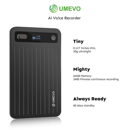 UMEVO Note Professional AI Voice Recorder for Business Meetings, Calls, and Interviews - Dual MEMS Microphones, Instant Display, 50-Hour Battery Life, AI Transcription & Summary, Premium Office Tool and Gift