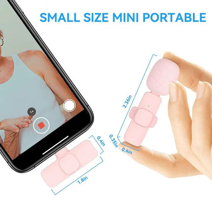 Wireless Microphone for Iphone/Smartphone, Microphones with Clearer Audio for Video Recording, Interview, Vlog，Noise Reduction Device Noise Cancellation Stereo Wireless Vlogging Tools Handheld Mic Microfono Minimic
