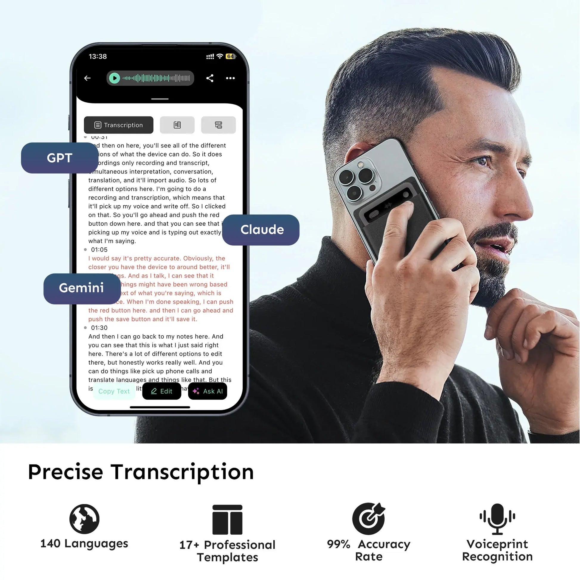 UMEVO Note Professional AI Voice Recorder for Business Meetings, Calls, and Interviews - Dual MEMS Microphones, Instant Display, 50-Hour Battery Life, AI Transcription & Summary, Premium Office Tool and Gift