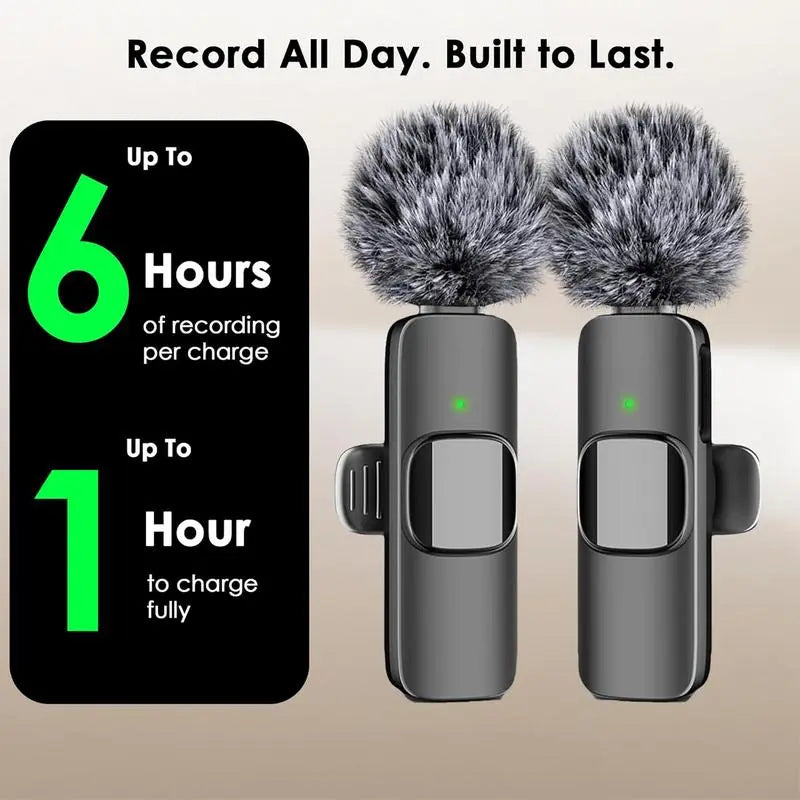 Wireless Microphone for Iphone/Smartphone, Microphones with Clearer Audio for Video Recording, Interview, Vlog，Noise Reduction Device Noise Cancellation Stereo Wireless Vlogging Tools Handheld Mic Microfono Minimic