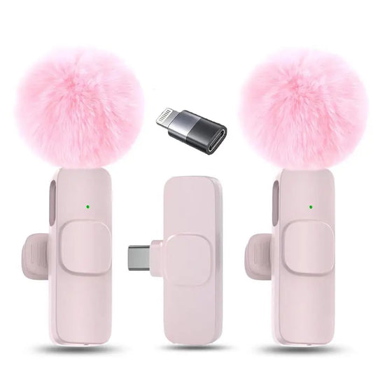 Wireless Microphone for Iphone/Smartphone, Microphones with Clearer Audio for Video Recording, Interview, Vlog，Noise Reduction Device Noise Cancellation Stereo Wireless Vlogging Tools Handheld Mic Microfono Minimic