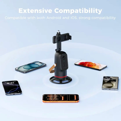 Auto Face Tracking Tripod 360° Rotating Cell Phone Photo and Video Kits Stand, Camera Stand with Remote and Gesture Control, Rechargeable Smart Shooting Stand for Live Recording Tiktok（Black）