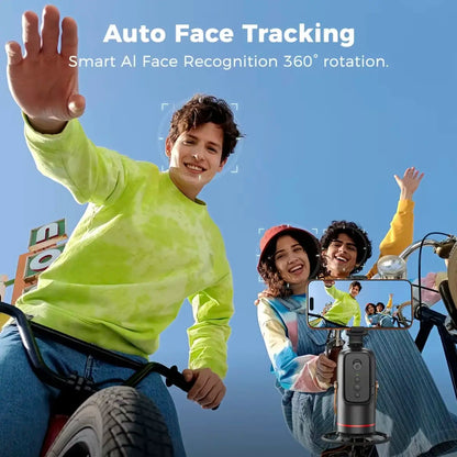 Auto Face Tracking Tripod 360° Rotating Cell Phone Photo and Video Kits Stand, Camera Stand with Remote and Gesture Control, Rechargeable Smart Shooting Stand for Live Recording Tiktok（Black）