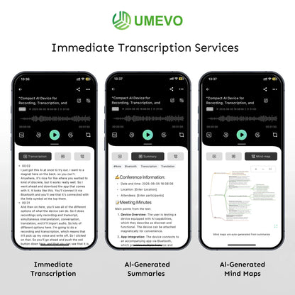 UMEVO Note Professional AI Voice Recorder for Business Meetings, Calls, and Interviews - Dual MEMS Microphones, Instant Display, 50-Hour Battery Life, AI Transcription & Summary, Premium Office Tool and Gift
