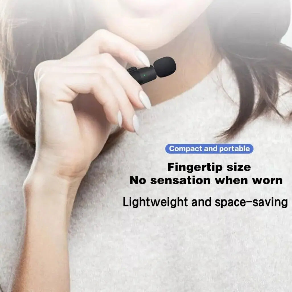 2 Pack Wireless Lavalier Microphone for Iphone Ipad Android Phone Plug and Play Noise Reduction Mini Microphone for Video Recording Interview Podcast Vlog Youtube Tiktok Audio Bluetooth Clip Portable Rechargeable